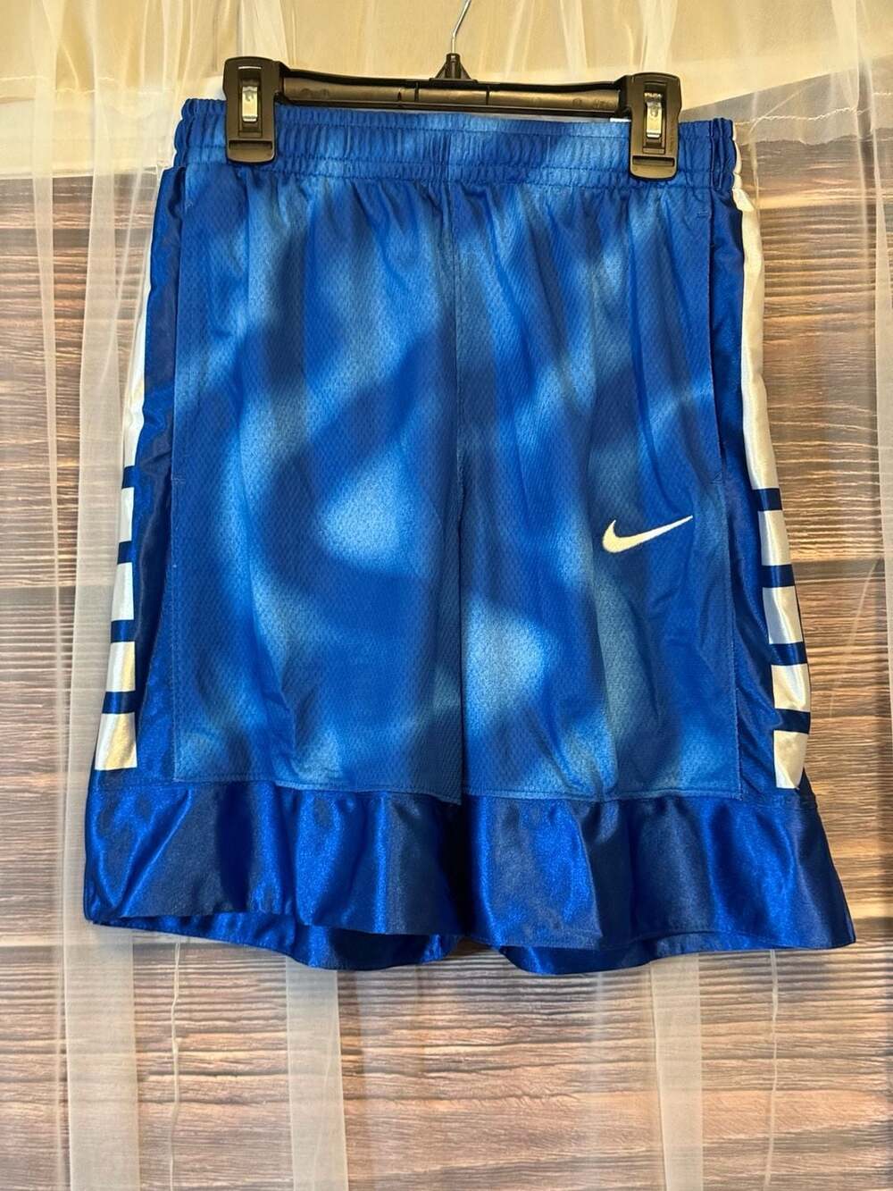 Nike Boys Dri-FIT Elite 23 Basketball Shorts Blue Cloud Print Size Large